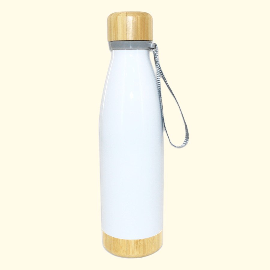 Thermos blanc inox-bois